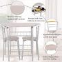 Giantex 3 Piece Dining Set Compact 2 Chairs and Table Set with Metal Frame and Shelf Storage Bistro Pub Breakfast Space Saving for Apartment and Kitchen (Silver & Natural)