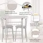 Giantex 3 Piece Dining Set Compact 2 Chairs and Table Set with Metal Frame and Shelf Storage Bistro Pub Breakfast Space Saving for Apartment and Kitchen (Silver & Natural) Giantex 3 Piece Dining Set Compact 2 Chairs and Table Set with Metal Frame and Shelf Storage Bistro Pub Breakfast Space Saving for Apartment and Kitchen (Silver & Natural)