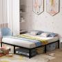 KINGSO Queen Bed Frame, 14 Inch Metal Platform Bed Frame with Storage, Heavy Duty Steel Slat and Anti-Slip Support, Easy Quick Lock Assembly, No Box Spring Needed - Queen