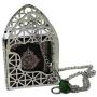 Islamic Car Rear Mirror Hanging Decorative Ornament Vehecle Necklace AMN142 Mini Al-Quran in Metal Cage Pendant Ramadan Eid Muslim Gift (Black/Silver)