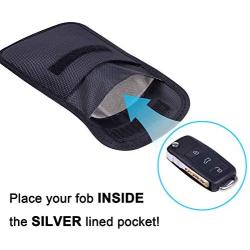 Faraday Bag for Key Fob, Wisdompro RFID Key Fob Protector RF Car Signal Blocking, Anti-Theft Pouch, Anti-Hacking Case Blocker - Black