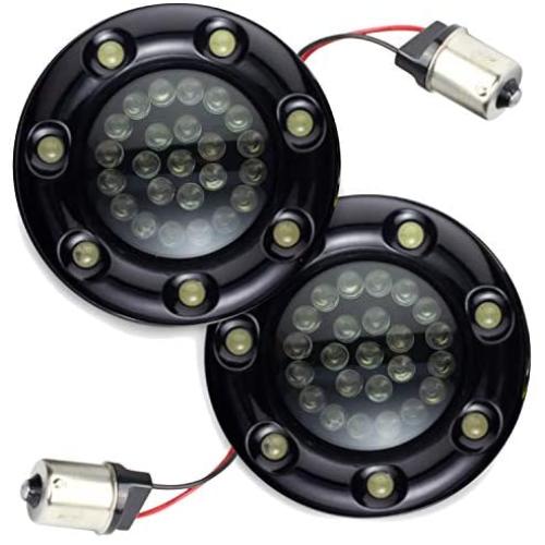 Eagle Lights 2” Bullet Rear LED Turn Signals with LED Ring Covers for Harley Davidson - 1156 Base - (2) Rear Turn Signals