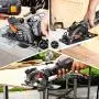 TACKLIFE Circular Saw with Metal Handle, 6 Blades(4-3/4'' & 4-1/2”), Laser Guide, 5.8A, Max Cutting Depth 1-11/16 (90°), 1-3/8 (45°), Ideal for Wood, Soft Metal, Tile and Plastic Cuts - TCS115A