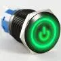 ESUPPORT Black 16mm 12V 3A Power Symbol Angel Eye Halo Car Green LED Light Metal Push Button Toggle Switch Socket Plug Wire
