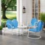 Crosley Furniture Griffith 4-Piece Metal Outdoor Conversation Set with Table, Loveseat, and 2 Chairs - Sky Blue