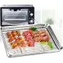 TeamFar Toaster Oven Pan Tray with Cooling Rack, Stainless Steel Toaster Ovenware broiler Pan, Compact 8x10x1, Healthy & Non Toxic, Rust Free & Easy Clean - Dishwasher Safe TeamFar Toaster Oven Pan Tray with Cooling Rack, Stainless Steel Toaster Ovenware broiler Pan, Compact 8x10x1, Healthy & Non Toxic, Rust Free & Easy Clean - Dishwasher Safe