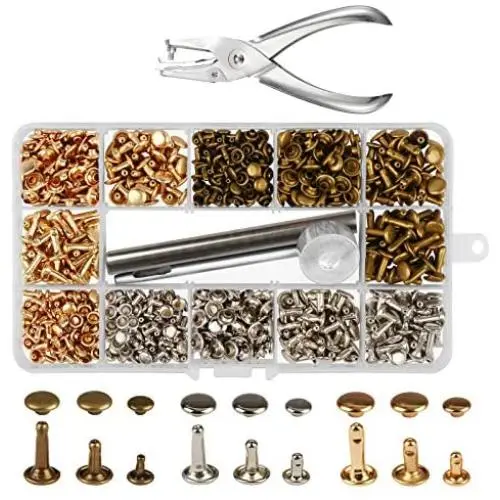 300 Sets 3 Sizes Leather Rivets LANMOK Double Cap Rivet Buttons Press Studs with Pliers and 3 Pieces Fixing Set Tools for Rivets Replacement DIY Craft Repairing Decoration (Leather Rivets) 300 Sets 3 Sizes Leather Rivets LANMOK Double Cap Rivet Buttons Press Studs with Pliers and 3 Pieces Fixing Set Tools for Rivets Replacement DIY Craft Repairing Decoration (Leather Rivets)