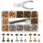 300 Sets 3 Sizes Leather Rivets LANMOK Double Cap Rivet Buttons Press Studs with Pliers and 3 Pieces Fixing Set Tools for Rivets Replacement DIY Craft Repairing Decoration (Leather Rivets)