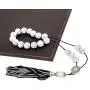 White Howlite Gemstone, Handmade Greek Worry Beads or Komboloi with Alpaca Metal Parts on Pure Silk Cord & Tassel, Length 32cm (12.6) White Howlite Gemstone, Handmade Greek Worry Beads or Komboloi with Alpaca Metal Parts on Pure Silk Cord & Tassel, Length 32cm (12.6)
