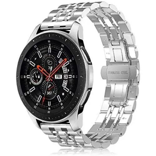 Fintie Bands Compatible with Samsung Gear S3 / Galaxy Watch 46mm, 22mm Solid Stainless Steel Metal Bracelet Strap Replacement Wrist Band Compatible with Samsung Gear S3 Frontier/S3 Classic Smartwatch