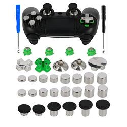 Magnetic Metal Bullet Buttons for PS4 Controller, YTTL Replacement Accessories Thumbsticks Thumb Grips Analog Stick + ABXY + D-pad for PS4 PS4 Slim/Pro games System Controller