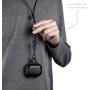 Leather Case for Airpods Pro Case with Leather Neck Lanyard Keychain, UTOPER Full Protective Portable Cover for Airpods Pro 3 Generation 2019 Shockproof Support Wireless Charging Case(Black)