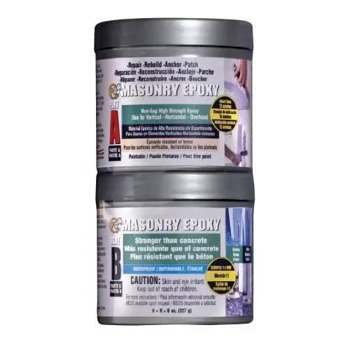 PC Products PC-Masonry Epoxy Adhesive Paste, Two-Part Repair, 8 oz in Two Cans, Gray 70079 PC Products PC-Masonry Epoxy Adhesive Paste, Two-Part Repair, 8 oz in Two Cans, Gray 70079