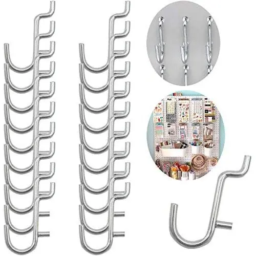 Calax Metal Pegboard Hook J Style for Peg Board Tool Organizer 100 Pieces Calax Metal Pegboard Hook J Style for Peg Board Tool Organizer 100 Pieces