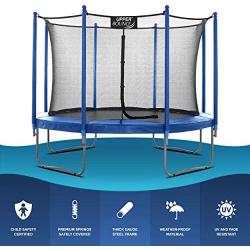 Upper Bounce Enclosed Trampoline with Safety Net System – Outdoor Trampoline - ASTM Certified Backyard Trampoline for Kids - Adults – Variant Color Spring Cover Padding