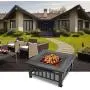 Bonnlo 32'' Outdoor Fire Pit with Barbecue/Cooking Grill and Rain Cover Square Metal Wood Burning Pit Backyard Patio Terrace Bonnlo 32'' Outdoor Fire Pit with Barbecue/Cooking Grill and Rain Cover Square Metal Wood Burning Pit Backyard Patio Terrace