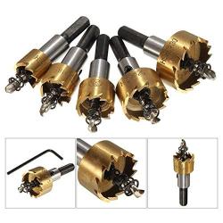 Rocaris 5 Pack High Speed Steel HSS Drill Bit Hole Saw Set Stainless Steel Metal Alloy Kit 16mm/18mm/20mm/25mm/30mm- Pack of 5