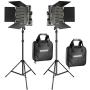 Neewer 2 Pieces Bi-color 660 LED Video Light and Stand Kit Includes:(2)3200-5600K CRI 96+ Dimmable Light with U Bracket and Barndoor and (2)75 inches Light Stand for Studio Photography, Video Shooting