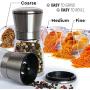 Salt and Pepper Grinder Set of 2, Premium Stainless Steel Spice Mill with Adjustable Coarseness, Ceramic Blades, Refillable Glass Body with 60Z capacity