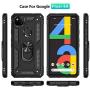 Google Pixel 4a 4g Phone Case,with HD Screen Protector Folmeikat 360 Degree Rotating Metal Ring Cover with Kickstand Protective for Pixel 4a 4g Phone Case 5.8'' Black
