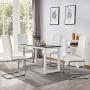 Yaheetech 4pcs Dining Chairs Armless Dining/Living Room Kitchen Chairs PU Leather Upholstered Seat and Metal Legs Side Chairs with High Back Modern, White