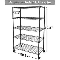 Simple Deluxe HKSHLF29146105G Heavy Duty 5-Shelf Shelving Unit, 29'' D x 14''W x 61'' H, 5 Tier, Black