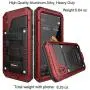 Beasyjoy iPhone X iPhone 10 Metal Case Heavy Duty Aluminum Cover Waterproof with Screen Full Body Protector Shockproof Tough Rugged Durable Military Grade for Sports Red