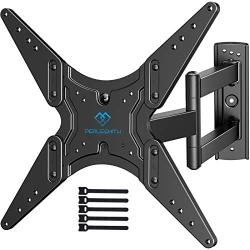 PERLESMITH TV Wall Mount for Most 26-55 Inch Flat Curved TVs with Swivels, Tilts & Extends 19.5 Inch - Wall Mount TV Bracket VESA 400x400 Fits LED, LCD, OLED, 4K TVs Up to 88 lbs, Black (PSMFK1)