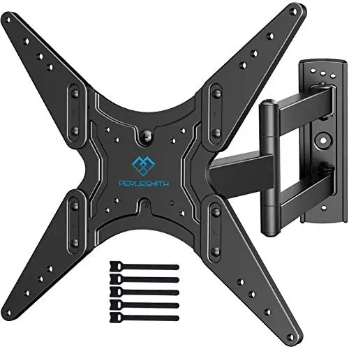 PERLESMITH TV Wall Mount for Most 26-55 Inch Flat Curved TVs with Swivels, Tilts & Extends 19.5 Inch - Wall Mount TV Bracket VESA 400x400 Fits LED, LCD, OLED, 4K TVs Up to 88 lbs, Black (PSMFK1) PERLESMITH TV Wall Mount for Most 26-55 Inch Flat Curved TVs with Swivels, Tilts & Extends 19.5 Inch - Wall Mount TV Bracket VESA 400x400 Fits LED, LCD, OLED, 4K TVs Up to 88 lbs, Black (PSMFK1)