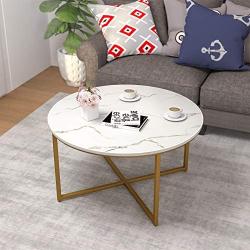 Mecor Round Coffee Table, Modern Center Table with Faux Marble Surface top & Gold Metal Legs, Sofa Table for Living Room, Home Office - Marble/Gold