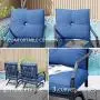 LOKATSE HOME 2 Pieces Outdoor Conversation Furniture Patio Bistro Armchair Set Metal Single Dining Chairs with Cushion, Blue