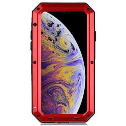 iPhone XR Case, CarterLily Full Body Shockproof Dustproof Waterproof Aluminum Alloy Metal Gorilla Glass Cover Case for Apple iPhone XR 6.1 inch (Red)