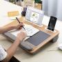 LORYERGO Laptop Lap Desk - Lap Desk Fits Up to 15.6'' Laptops, Lap Desk for Bed w/Wrist Rest & Mouse Pad, Laptop Desk w/Slot for Phone & Tablet, Writing Desk & Drawing (Wood Grain)