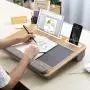 LORYERGO Laptop Lap Desk - Lap Desk Fits Up to 15.6'' Laptops, Lap Desk for Bed w/Wrist Rest & Mouse Pad, Laptop Desk w/Slot for Phone & Tablet, Writing Desk & Drawing (Wood Grain)