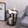 Tangkula Round End Table, 2-Tier Metal Sofa Table with Storage Shelf, Round Side Table with Metal Frame, Industrial Style Accent Furniture for Home Living Room Bedroom (1, Espresso)