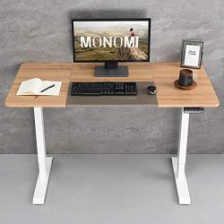 MONOMI Electric Height Adjustable Standing Desk, 55 x 28 inches Stand up Desk Workstation, Sit Stand Home Office Table (Light Oak Top/White Frame)