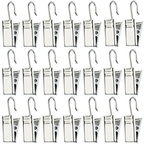 60pcs Metal Hook Clips, baotongle Hanging Curtain Clips Curtain Hook Clips Hanger Connector Accessories for DIY Silver