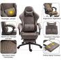 Dowinx Gaming Chair Office Chair PC Chair with Massage Lumbar Support, Vantage Style PU Leather High Back Adjustable Swivel Task Chair with Footrest (Brown)