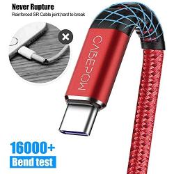 USB A to Type C Cable, Cabepow [3-Pack 6ft] Fast Charging USB Type C Cord for Samsung Galaxy A10/A20/A51/S10/S9/S8, Type C Charger Premium Nylon Braided USB Cable (Red)