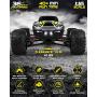 1:16 Scale Large RC Cars 36+ kmh Speed - Boys Remote Control Car 4x4 Off Road Monster Truck Electric - All Terrain Waterproof Toys Trucks for Kids and Adults - 2 Batteries + Connector for 40+ Min Play