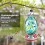Muse Garden Hummingbird Feeder for Outdoors, Hand Blown Glass, 25 Ounces, Containing Ant Moat, Starry Night Muse Garden Hummingbird Feeder for Outdoors, Hand Blown Glass, 25 Ounces, Containing Ant Moat, Starry Night