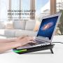 havit RGB Laptop Cooling Pad for 15.6-17 Inch Laptop with 3 Quiet Fans and Touch Control, Pure Metal Panel Portable Cooler (Black+Blue)