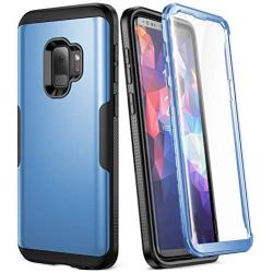 YOUMAKER Galaxy S9 Case,Metallic Blue with Built-in Screen Protector Heavy Duty Protection Shockproof Slim Fit Full Body Case Cover for Samsung Galaxy S9 5.8 inch - Blue/Black