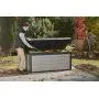 Keter Denali 150 Gallon Resin Large Deck Box-Organization and Storage for Patio Furniture, Outdoor Cushions, Garden Tools and Pool Toys, Grey & Black Keter Denali 150 Gallon Resin Large Deck Box-Organization and Storage for Patio Furniture, Outdoor Cushions, Garden Tools and Pool Toys, Grey & Black