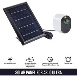 Wasserstein 2W 6V Solar Panel with 13.1ft/4m Cable Compatible with Arlo Ultra/Ultra 2, Arlo Pro 3/Pro 4, & Arlo Floodlight ONLY (2-Pack, Black) (NOT Compatible with Arlo Essential Spotlight)