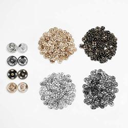 souG 200 Sets 10 mm Sew-on Snap Buttons Metal Snap Fastener Buttons Press Button for Sewing Clothing, 4 Colors (Gun Black,Silvery,Gold, Bronze).