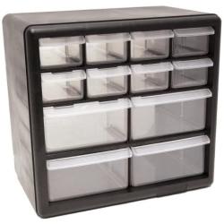 Homak 12-Drawer Parts Organizer, Black, HA01012001