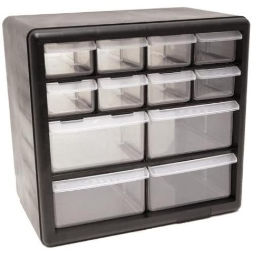 Homak 12-Drawer Parts Organizer, Black, HA01012001