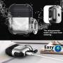 HALLEAST Compatible AirPods Case Metal Holder Portable Anti-lost Strap 2019 Silicone Case Compatible Apple AirPod 2 & 1, Not for Wireless Charging, Silver