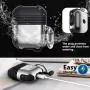 HALLEAST Compatible AirPods Case Metal Holder Portable Anti-lost Strap 2019 Silicone Case Compatible Apple AirPod 2 & 1, Not for Wireless Charging, Silver